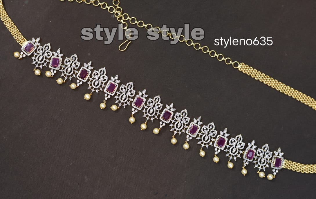 CZ Hip Belt With Red stones | Urvaa 