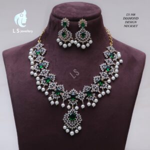 CZ Diamond Necklace With Earrings For Women
