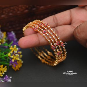 Pink Bangle Set With Stones