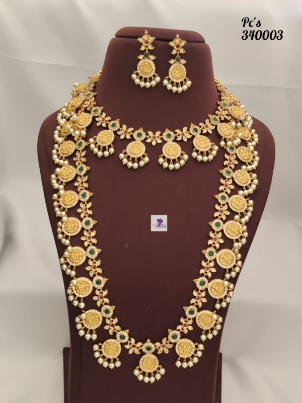 Lakshmi Kaasu Maala and Necklace With Earrings