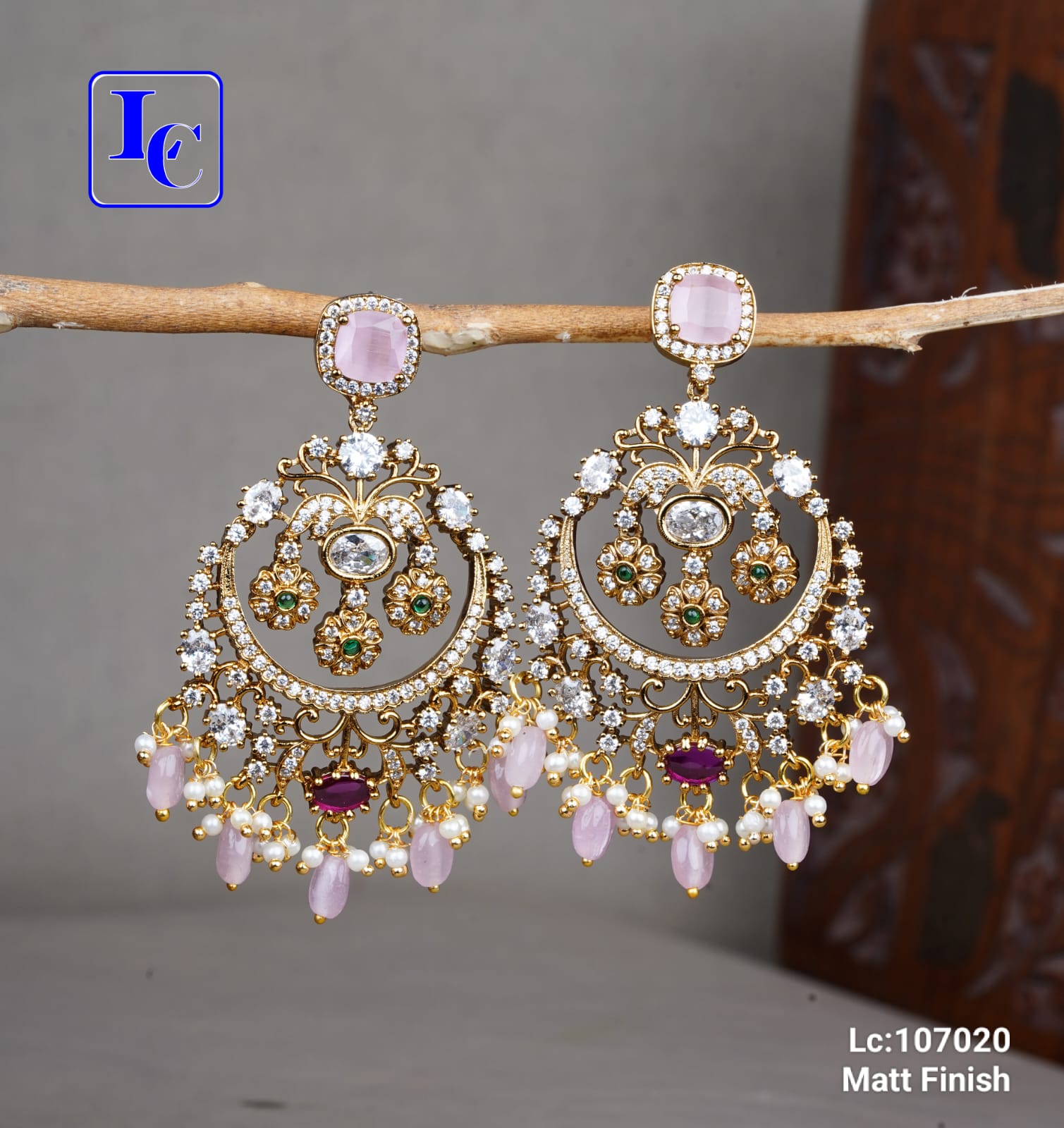 Green Chandbali Earrings For Women - Image 4