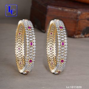 Ruby Pink CZ Bangles For Brides