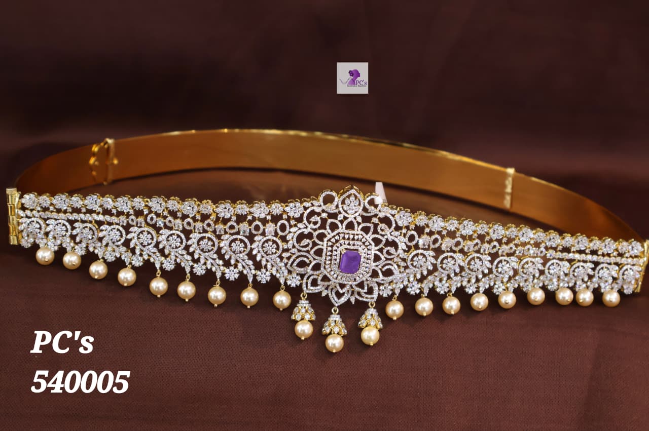 Heavy Bridal Vaddanam In CZ Stones