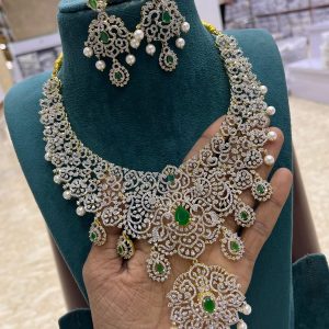 CZ Diamond Necklace With Earrings For Women