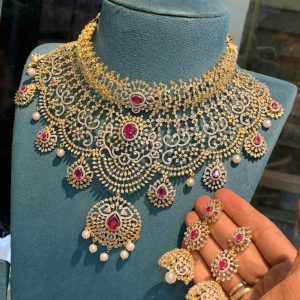 Bridal Jewellery Set with Green Stones