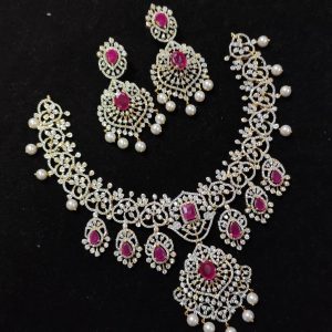CZ Diamond Necklace With Earrings