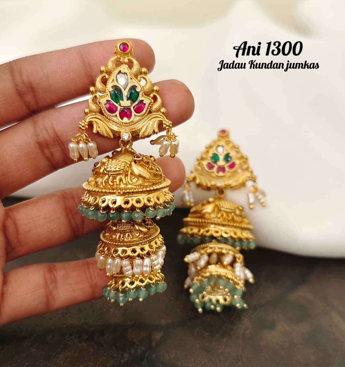 Jadau Kundan Bridal Jhumkas - Image 2