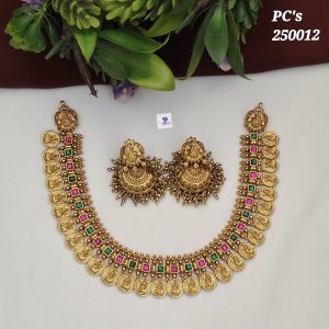 Simple Kasu Necklace With Earrings