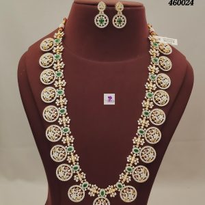 CZ Diamond Bottu Mala With Earrings