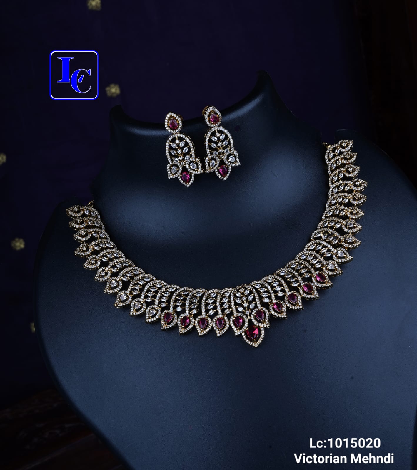 CZ Diamond Necklace With Earrings - Image 2