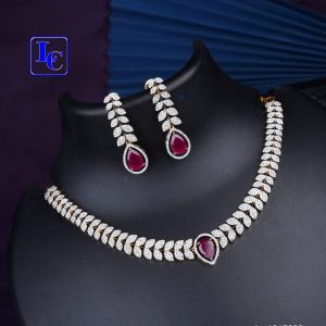 Simple CZ Necklace Wth Earrings