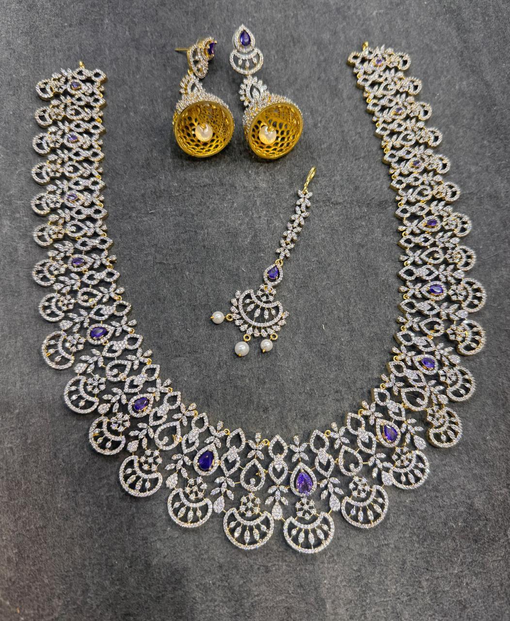 CZ Stone Bridal Long Haram - Image 3