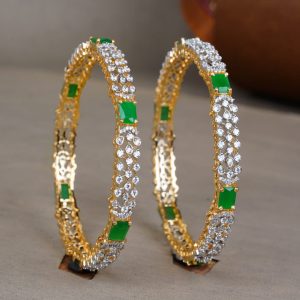 Green and White CZ Bangles
