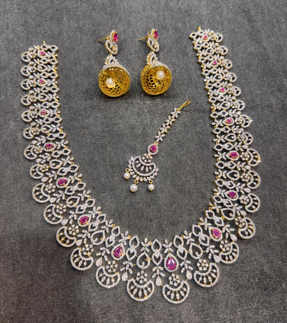 CZ Stone Bridal Long Haram - Image 4