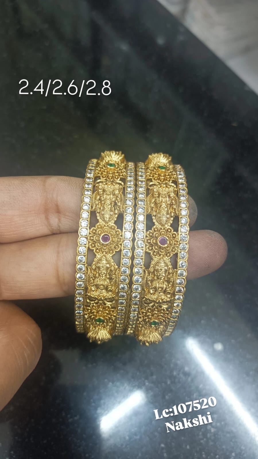 CZed Stone Bangles With Red and Green Stones