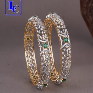Green Stone Diamond Bangle set