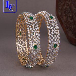 Green and Pink Stone Studded Bangles