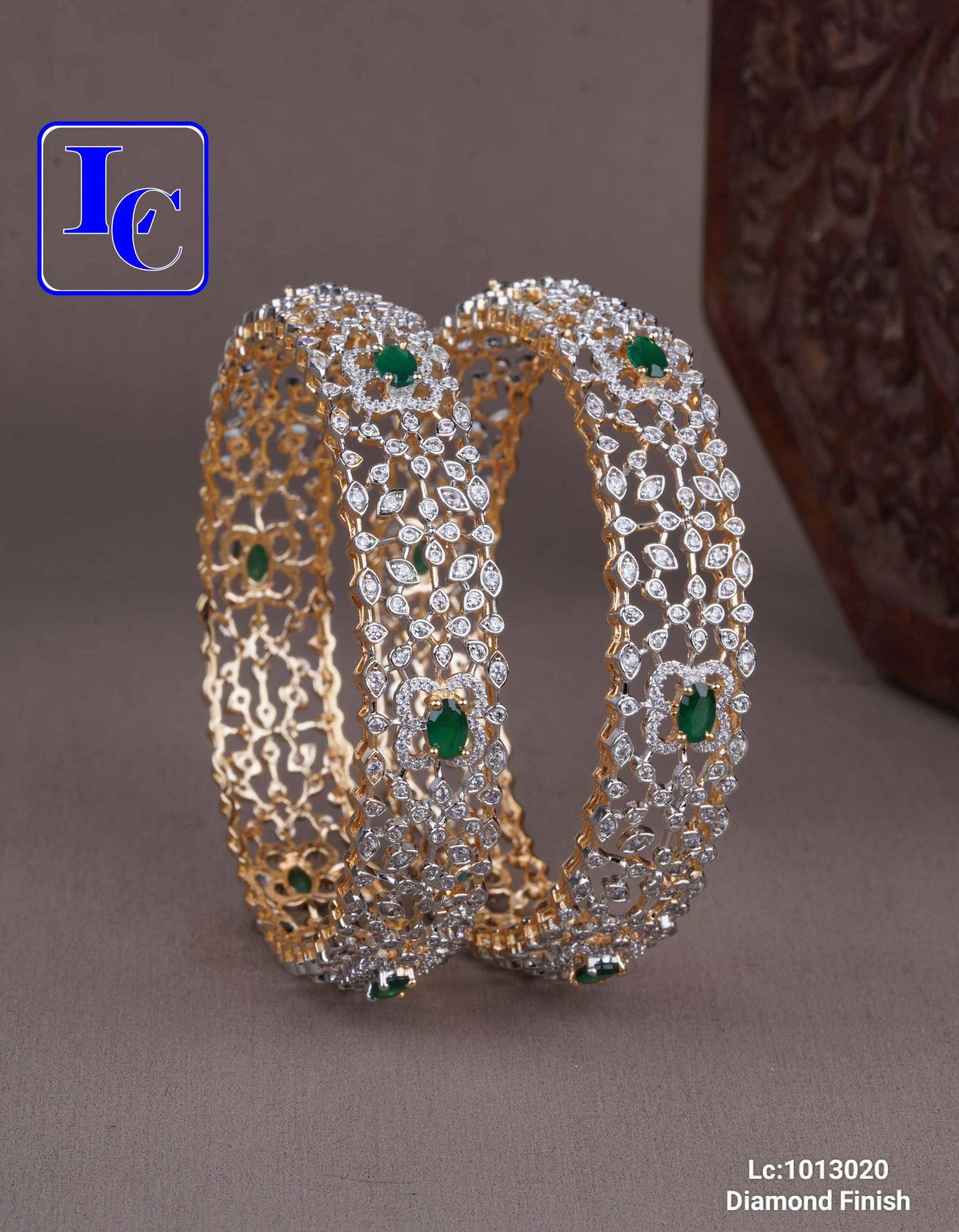 Green and Pink Stone Studded Bangles