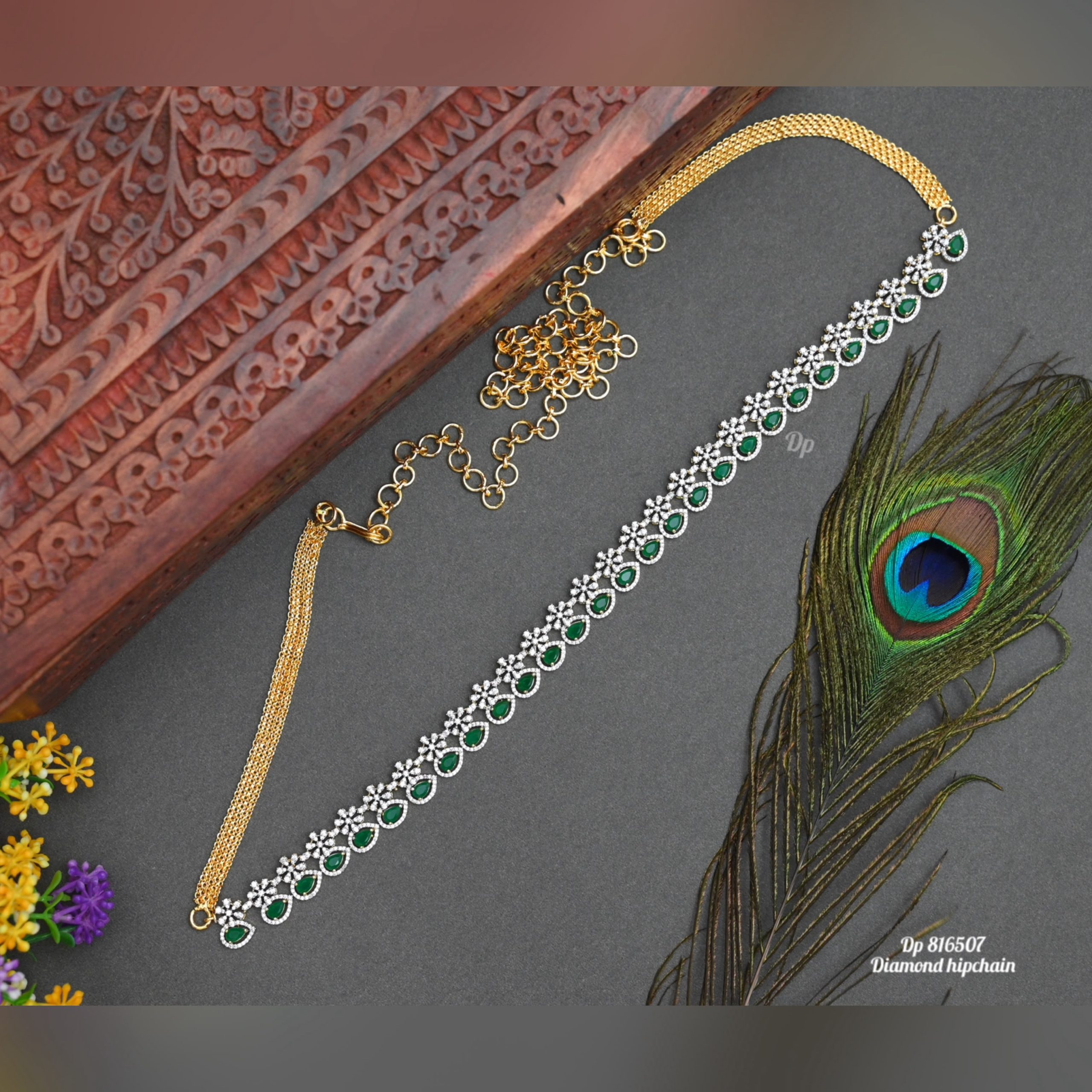 Simple Diamond Hip Chain For Saree