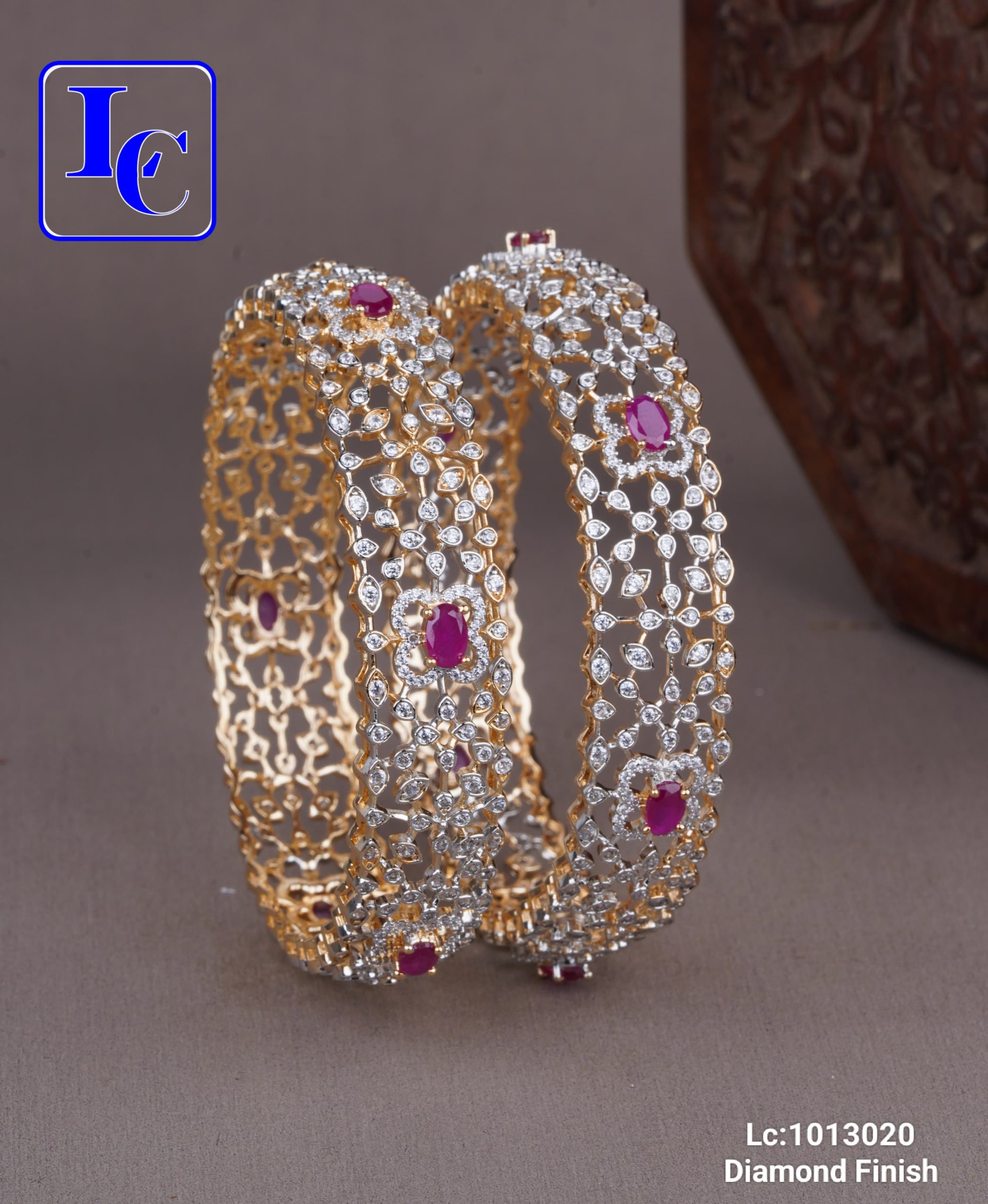 Green and Pink Stone Studded Bangles - Image 2