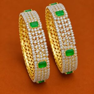 Green and White CZ Bangles