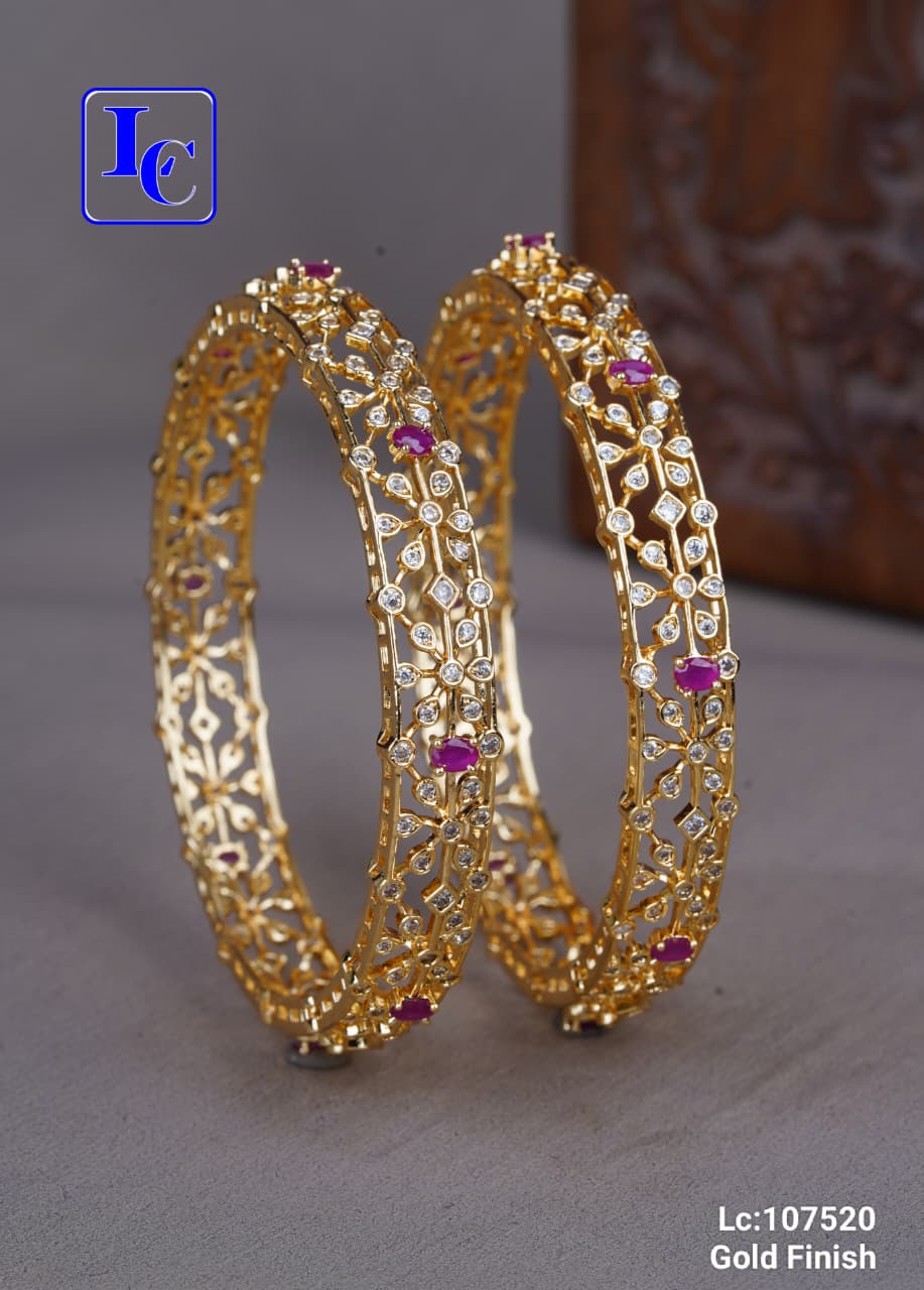 CZed Stone Bangles With Red and Green Stones - Image 2