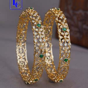 CZed Stone Bangles With Red and Green Stones