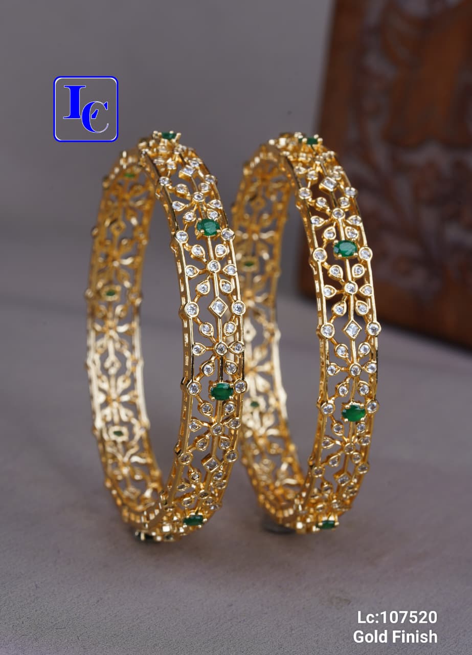 CZed Stone Bangles With Red and Green Stones