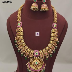 Kundan Bridal Long Haram With Earrings