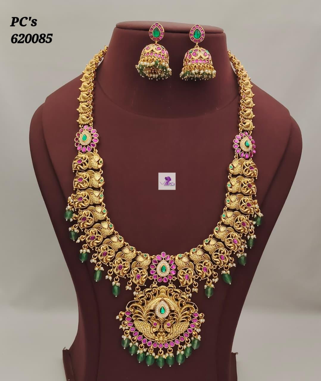Kundan Bridal Long Haram With Earrings