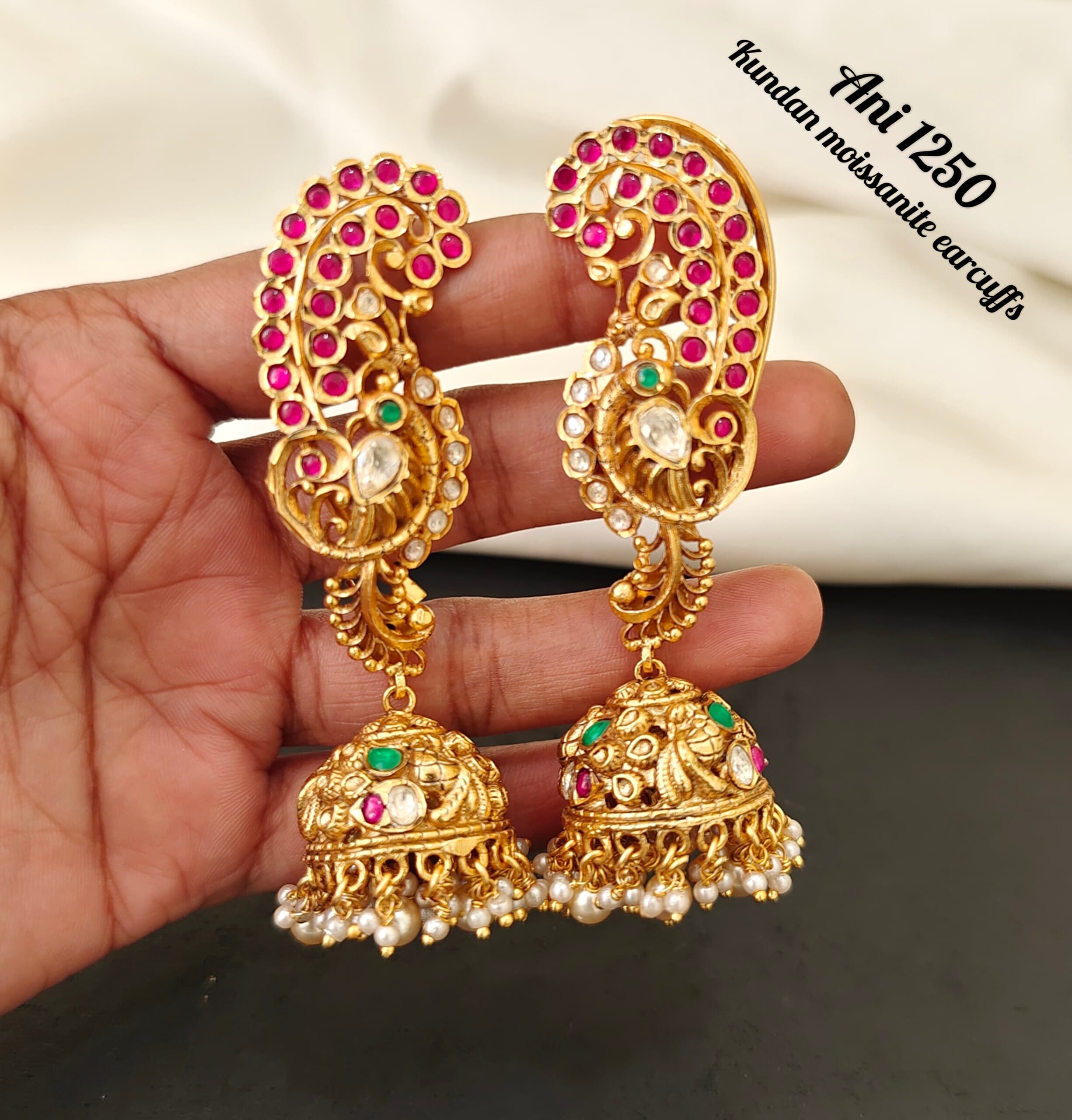 Kundan Ear Cuffs With Jhumkas