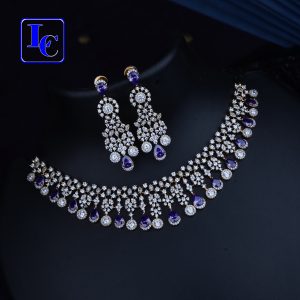 Simple CZ Necklace Wth Earrings