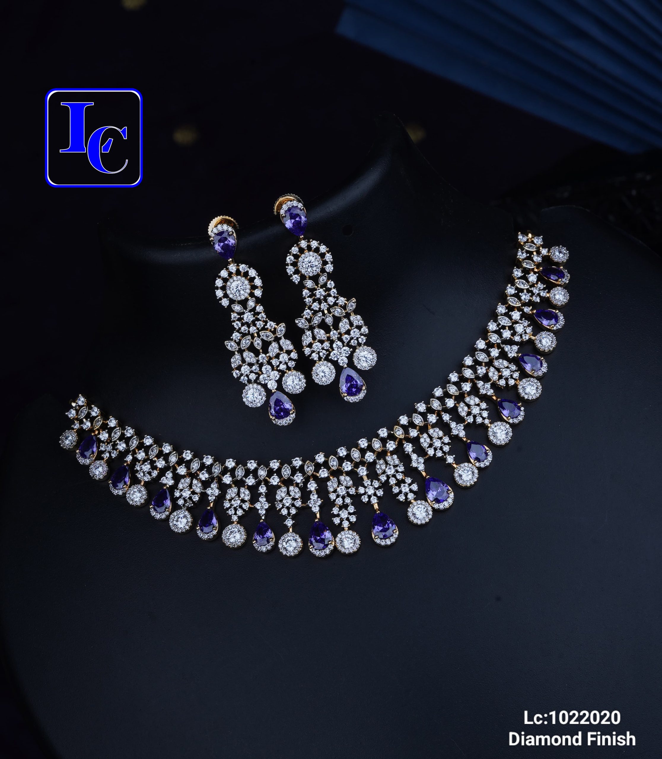 Simple CZ Necklace Wth Earrings