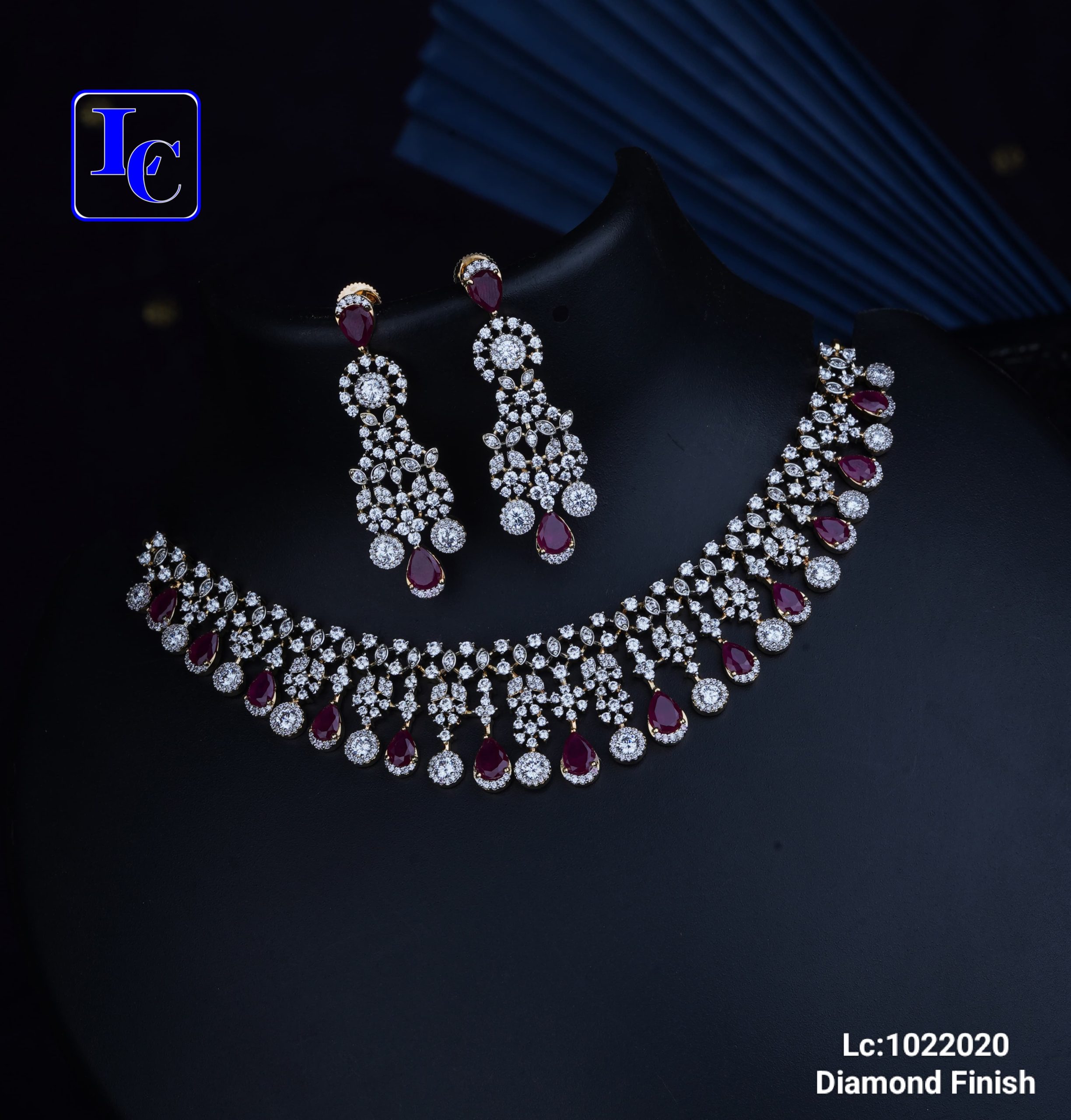 Simple CZ Necklace Wth Earrings - Image 2