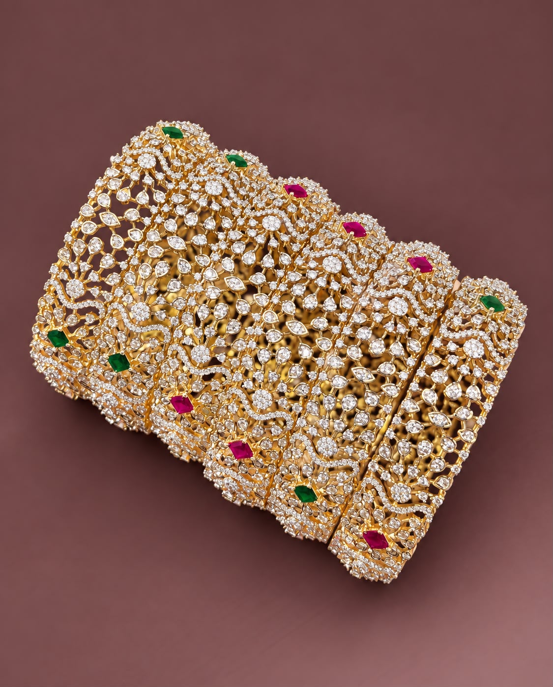 Green and Pink Stone Studded Bangles - Image 3