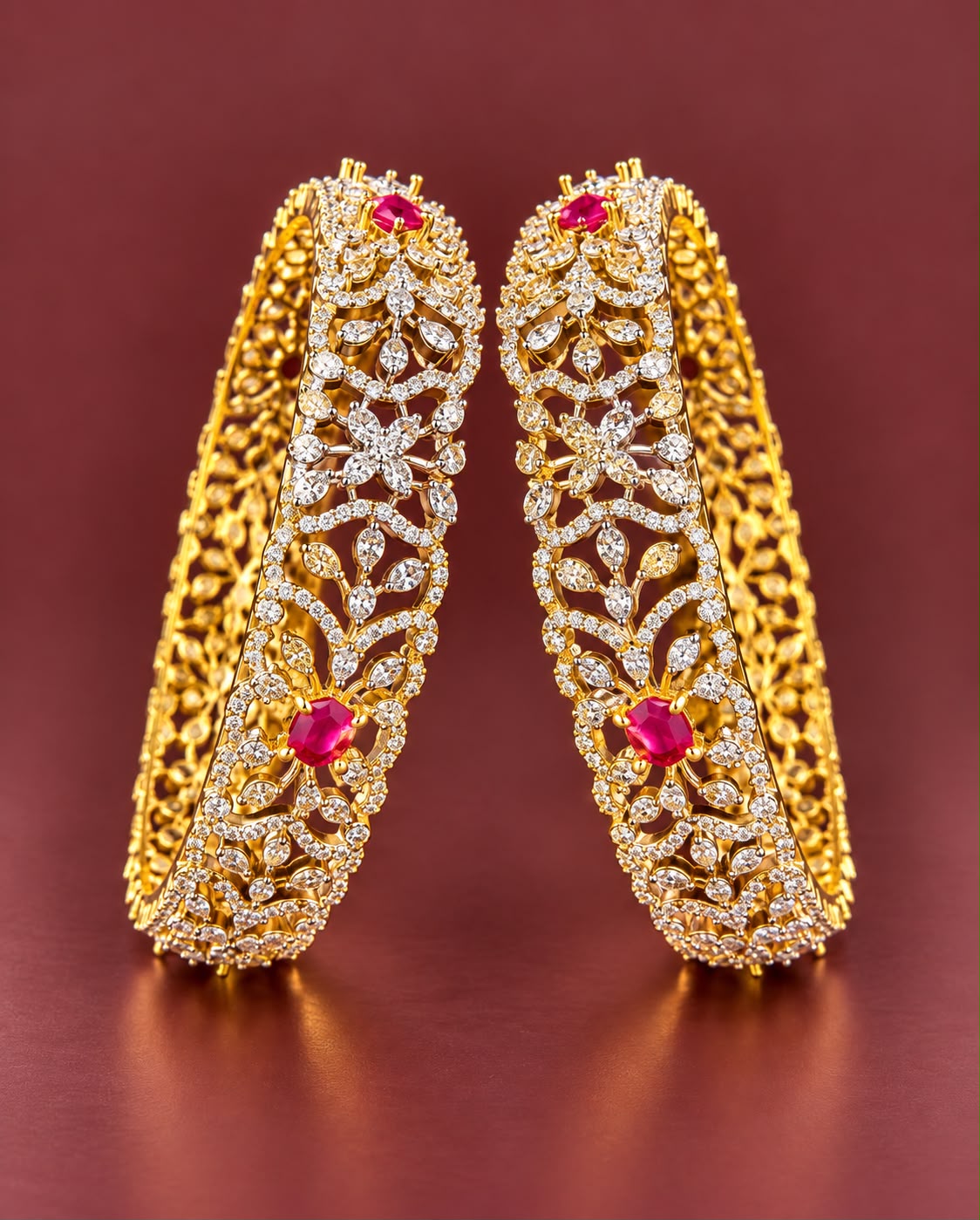 Green and Pink Stone Studded Bangles - Image 2