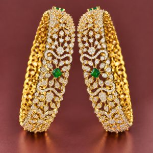 Green and Pink Stone Studded Bangles