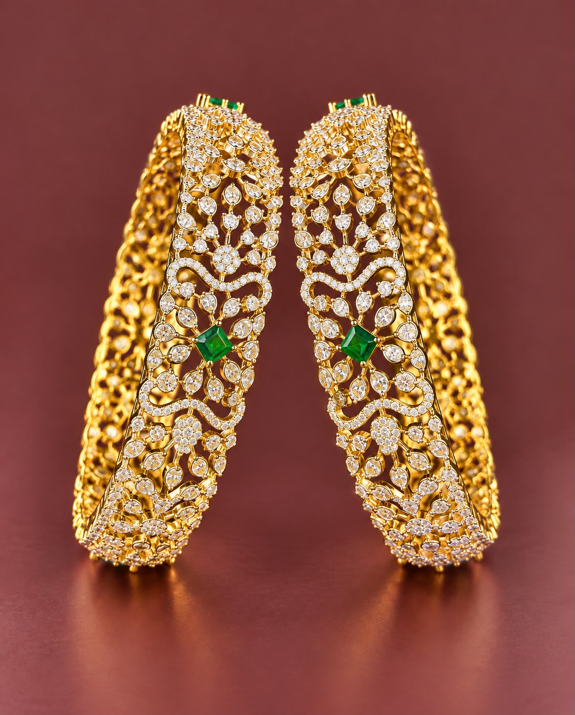 Green and Pink Stone Studded Bangles