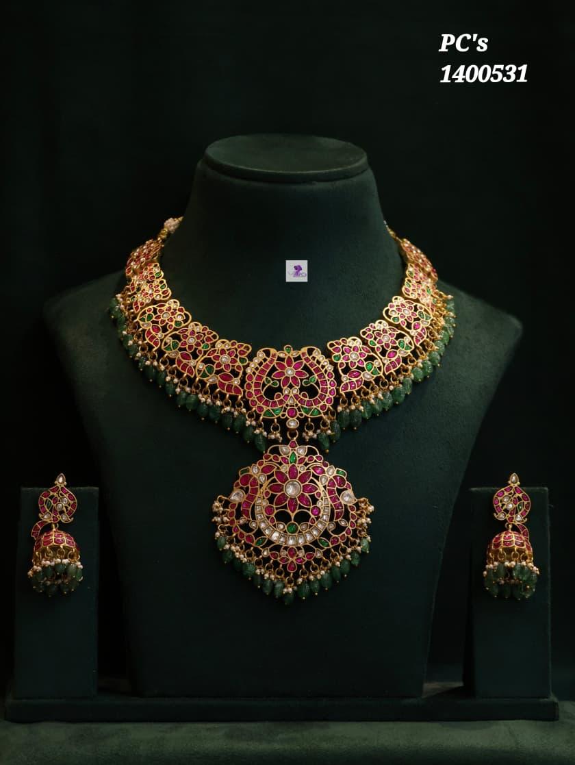 Jadau Bridal Necklace With Jhumka