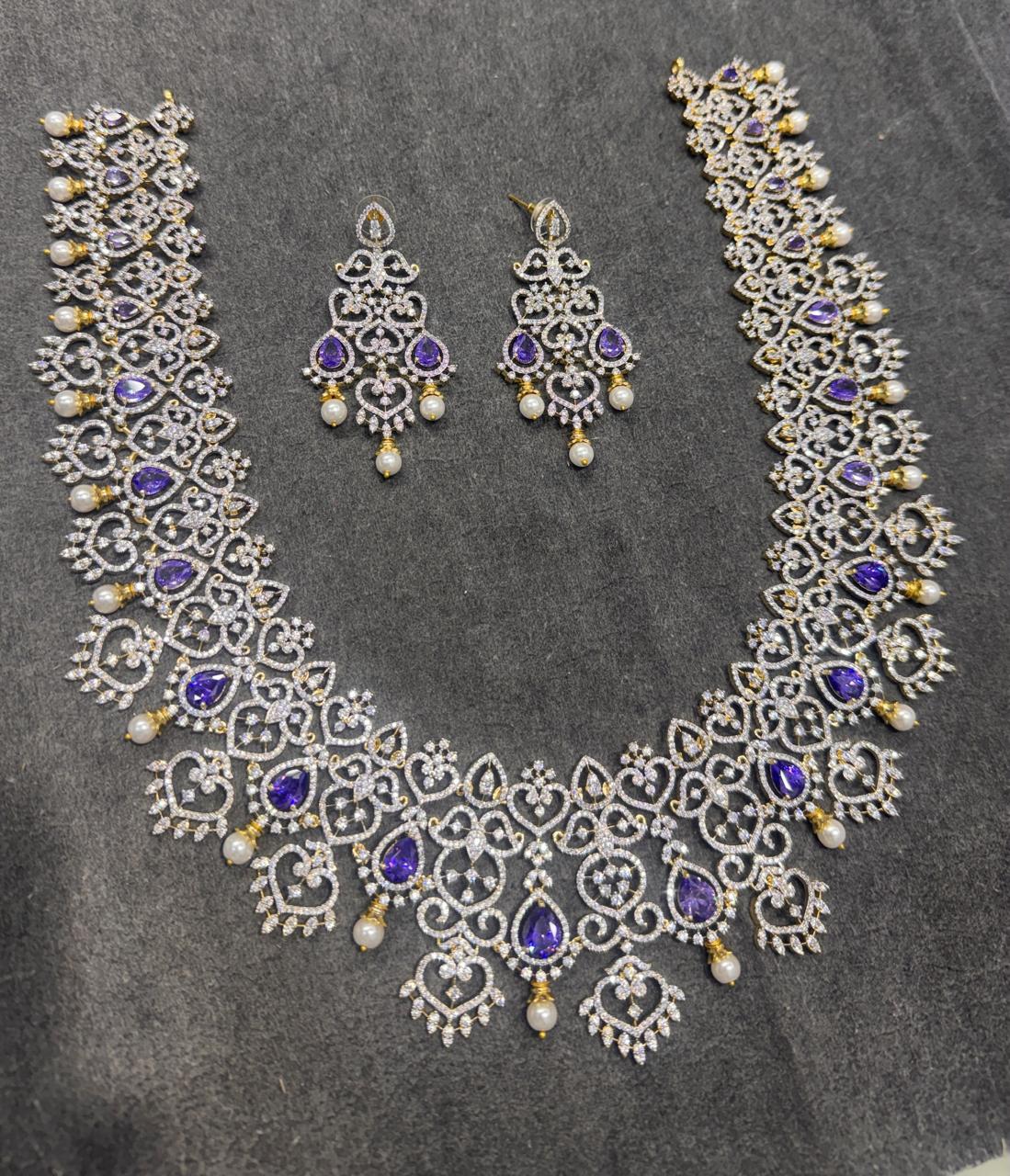 Diamond Long Haram With Earrings - Image 3
