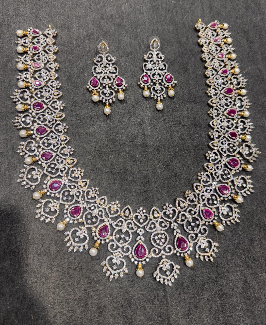 Diamond Long Haram With Earrings - Image 2